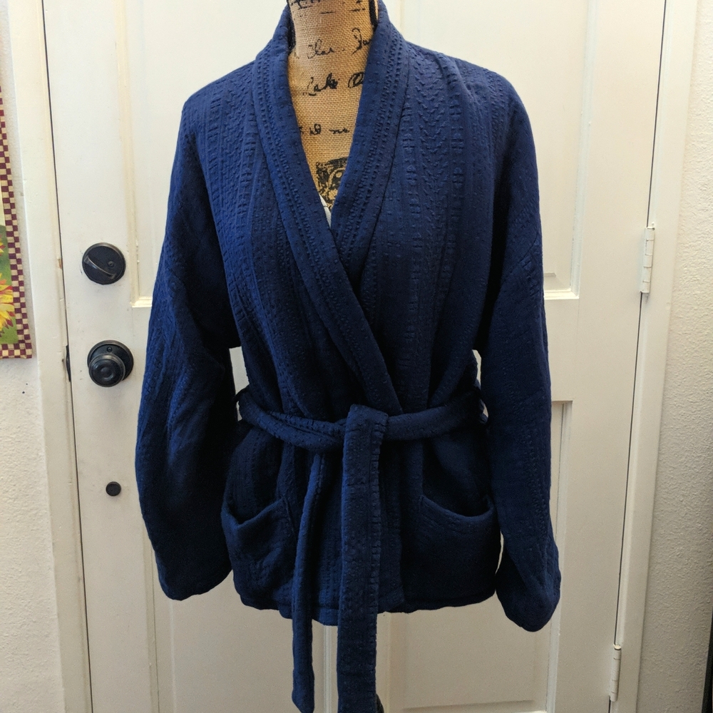 Mes Demoiselles Navy, Jacquard, Textured  Kimono Jacket.  Size 1.